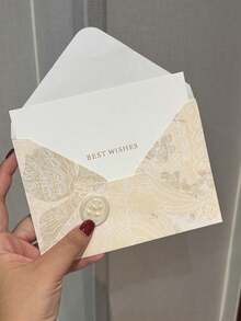 1/5 Set European Style Gold Foil Envelopes With Gold Foil Greeting Cards And Wax Seal Stickers, Glitter Embossed Floral Pattern Letter Paper Invitation Cards For Romantic Wedding Party, Wax Seal Set - Language Of Flowers - View 19