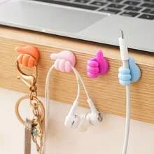 5pcs Thumb-Shaped Self-Adhesive Cable Clips, No-Drill Cable Organizer, Multi-Purpose Charging Cable/Network Cable/Power Cord Cable Management, Suitable For Desk, Kitchen, Bedroom Cable Storage And Organization, Random Color - Color and Style Are Random. - View 3