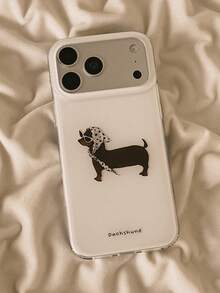 Ins韓系簡約臘腸狗手機殼，適用 17 Pro Max/17 Pro/17 Air/17/16 Pro Max/16 Pro/15 Pro/15/14 Pro/13/12/11，全包覆保護殼 - 白色 - 查看 1