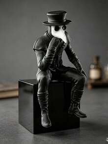 Kontemplative Pestdoktor Dekorationsfigur, Sammlerstatue, dunkler Stil Büro Schreibtisch Dekoration, gotische Vintage Skulptur, mysteriöse Arzt Atmosphäre Dekoration, Nischenstil Ornament, einzigartiges Geschenk für personalisierten Raum, kreative Dekoration für Figurenliebhaber, verbessert Büro und Schreibtisch mysteriöser Stil - A - Übersicht 6