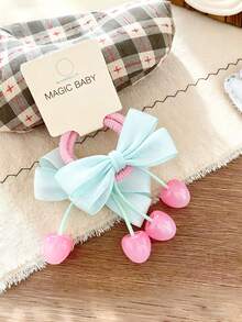 2 kẹp tóc mái bên cho nữ hình nơ kẻ caro ngọt ngào và quả anh đào (không kèm thẻ) - Nhiều màu - Xem 3