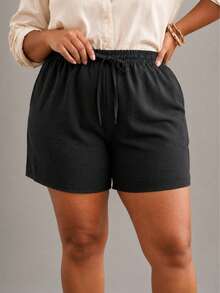 Kit 5 Shorts Plus Size Feminino em Tecido Duna Premium, Cós com Elástico, Cordão Decorativo, Cor Lisa, Confortável, Leve, Casual, Ideal para Verão, Praia, Passeio e Dia a Dia, G1 G2  G3 - Multicolorido - Visão 8