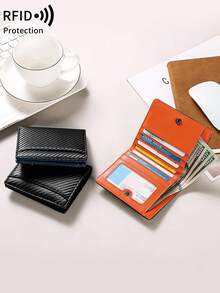 FOREVER MIYIN محفظة ثلاثية الطي من ألياف الكربون مع حماية RFID للرجال، حقيبة صغيرة مزودة بمشبك، فتحات متعددة للبطاقات، نافذة للهوية، محمولة للاستخدام اليومي - متعدد الألوان - مشاهدة 9