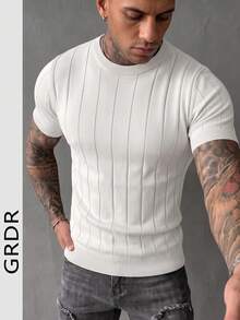 GRDR Sweater Rajut Lengan Pendek Pria Musim Panas, Kasual Sporty, Cocok untuk Olahraga Luar Ruangan, Item Fesyen Musim Panas - Putih - View 4