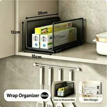 1Pc Minimalist Stackable Metal Mesh Cabinet Storage Shelf, 2 Neutral Matte Black & White Hollow Grid Organizer With Smooth Matte Metal Finish, Slim Vertical Silhouette Fits Standard Kitchen Cabinets - Multicolor - View 18