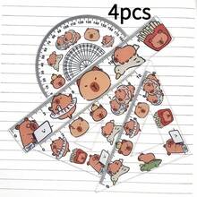 4pcs/Set Capybara Acrylic Ruler Set: High-Quality Protractors, Rulers, And Compasses - Perfect For Schools Or Offices - Make Your Workspace Full Of Fun! Back To School - Multicolor - View 7