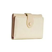 Cartera corta de mano color dopamina, cartera pequeña de tres pliegues para estudiantes y mujeres, cartera de estilo coreano minimalista de gran capacidad - Multicolor - Ver 9