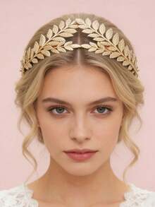 1pc Women's Baroque Zinc Alloy Leaf Crown Headband Bridal Hair Accessory Suitable For Party, Gathering, Wedding, Daily Wear - Multicolor - View 6