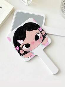 1pc Cute Yuy Korean Style Cartoon Handheld Makeup Mirror, Travel Portable Handheld Mirror Makeup Mirror, Birthday Gift For Family And Female Friends - Multicolor - View 5