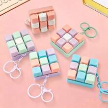 9-Key Square Pendant Keychain Macaron Color Stress Relief Button Toy Hanging Decoration, A Toy Suitable For Girls To Play, A Gift For Friends - Multicolor - View 3