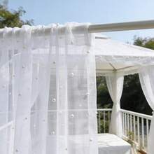 1pc 118 Inch White Pearl Transparent Tulle Fabric, Suitable For Wedding Decor, Party Backdrop, Semi-Sheer Curtains, Bridal, DIY Wedding Dress, Party, Photo Backdrop, Tablecloth, Table Runner, Banner, Gift Wrapping, DIY Crafts, Baby Shower, Home Decor, Event Backdrop, Birthday Party Supplies, Birthday Decor, Table Centerpiece Decor, White Party Supplies - White Pearl - View 3
