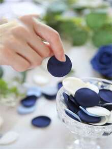 50/100pcs Silk Sky Blue Mixed Color Artificial Rose Petals, Wedding Proposal Flower Basket Aisle Bride Party Tabletop Decoration Petals - Multiple Styles - View 3