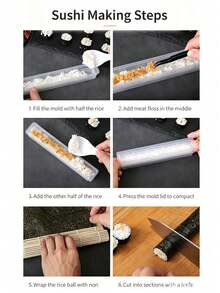 透明壽司捲模具 Hoso Maki 壽司製作套組，附蓋，居家輕鬆 DIY 海苔飯捲，不黏 compact 切片，可洗碗機清洗重複使用，廚房小工具，適合初學者的禮物 - 查看 2