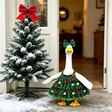 Christmas Tree Porch Goose Outfit Dress With Headband For 23 In Lawn Statue - 綠色 - 查看 6