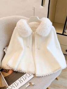 1pc Women's Faux Fur Shawl, Suitable For Party, Wedding, Dress, Autumn/Winter, Warm, Holiday Gift - White - View 4