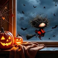 1pc Whimsical Voodoo Ghost Doll Window Film, Electrostatic Adsorption, Reusable, Suitable For Bedrooms, Shops, And Halloween Party Decorations. - Multicolor - View 5