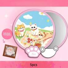 1pc/5pcs/10pcs Cute Cartoon Folding Fan With Storage Bag, Manual Hand Fan, No Charging Needed, Portable Foldable Fan, Fan, Round Fan, Reflective Board - Cartoon Folding Fan - View 11