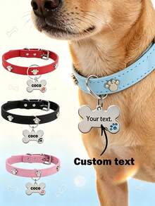 1pc Customized Pet Dog Collar, Custom Engraved Pet Name And Phone ID Pet Tag, Adjustable Fashion Pet Accessory, Ideal Gift For Pets - Multicolor - View 8