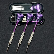 3件/組 銀色與紫色專業飛鏢，飛鏢套組，不鏽鋼針 23g 飛鏢 - 銀色 - 查看 2