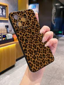 1pc Skull Leopard Print Camera Protection Phone Case UV Printed Compatible With Samsung/Galaxy/ Android Models - Black - View 6