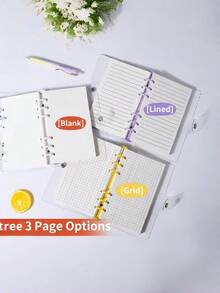 A6 Grid PVC Transparent Loose-Leaf Notebook, Waterproof Soft PP Cover With Removable Inner Pages, 60 Pages Lined/Blank/Grid Options, No Sharp Edges, Large Capacity Portable Planner Diary, Classroom Notes Scrapbook For Middle And High School Students, Cute Cartoon Student Back To School Stationery Holiday Gift - A - View 4