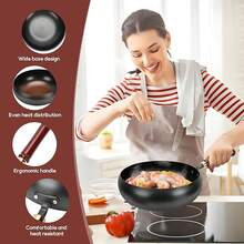 1pc Thick Iron Pot, Deep And High Rim Design, Easy To Clean, Wear-Resistant And Scratch-Resistant, Rust-Proof, Solid Wood Extended Heat-Insulated Handle, Can Be Hung For Storage, Saves Cabinet Space, Cooking Process Visible, Suitable For Single And Double Meals, Can Be Used For Frying, Stir-Frying, Cooking, Boiling, Stewing, Braising, Back To School Gift, Suitable For Back To School Season - View 10