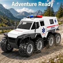 TEMI Ambulance Off-Road Rescue Toy Car, Suitable For 3 Years And Above, 8-Wheel Armored Climbing Car, No Battery Required, Inertia Driven, Interactive Combination Toy Car, Ideal Gift For Birthday And Christmas - White - View 4
