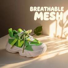 1 Pair Comfortable Fashion Lightweight Breathable Baby & Kids Sports Shoes With Strap Design, Easy To Put On And Take Off, Suitable For Indoor & Outdoor All Season Wear - Green - View 3