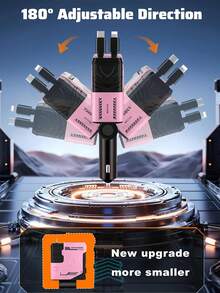 YAIUZGOO 66W Fast Charging Car Charger, 4-In-1 Retractable USB Car Adapter With Lightning And Type-C Cables, Dual USB Ports, Compatible With PD 3.0 QC 3.0, Multi-Device Charger Compatible With Iphone And Android Phones, Universal Car Travel Accessory - A - View 7