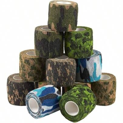 A Set Of 12 Rolls Of Self-Adhesive Bandages, Veterinary Tape - 2 Inches Wide, 5 Yards Long, Breathable Elastic Bandages, Suitable For Wrists, Sports And Tattoo Covering