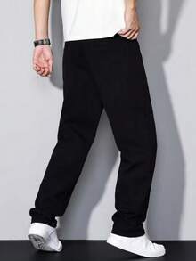 Boys' Campus Fashion Denim Jeans, Casual Versatile Street Style Straight Leg Denim Pants - Black - View 2