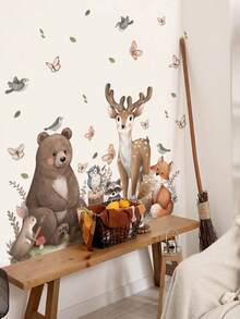 1pc,Cartoon Animal Decorative Wall Sticker,Hot Air Balloon Bear,Dinosaur Excavator,Colorful Cartoon Animal Wall Sticker,Baseboard Sticker,PVC Self-Adhesive Removable,Suitable For Bedroom,Living Room,Study,Dining Room,Bathroom,Home Wall Decoration,Room Decoration,Etc. - Multicolor - View 13