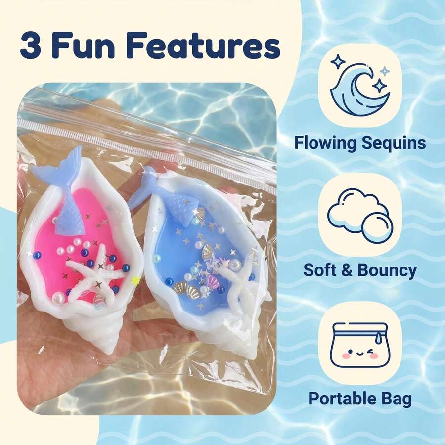 2pcs Realistic Shell Shaped Squishy Toys, Random Color, Back To School/School Essential/Stress Relief Toy/Marble Pattern/Swirl Pattern/Tie Dye/Office Stress Relief Toy - A - View 1