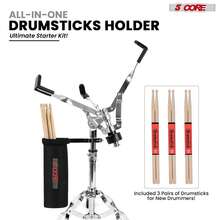 5 CORE 5Core Drum Throne Adjustable Guitar Stool Padded Seat + Drum Practice Pad Snare Drumming Stand - Blue - View 10