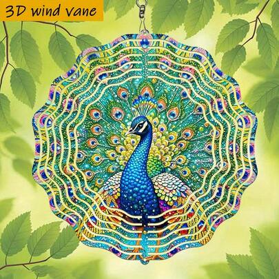 1 buah Kincir Angin Kreatif DIY Ekor Merak Warna-warni 3D 10 inci/360° Cocok untuk Digantung di Taman Luar Ruangan, Teras, Halaman, Beranda, Lorong, dan Tempat Luar Ruangan Lainnya (Liontin Tidak Termasuk) Gaya Acak