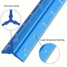 Penggaris Skala Teknik 12 Inci, Tanda Ukiran Laser, Dirancang untuk Gambar Teknik Sipil, Menampilkan Skala 1:10, 1:20, 1:30, 1:40, 1:50 dan 1:60. Desain Penggaris Skala Segitiga Paduan Aluminium untuk Menggambar dan Dekorasi. - A - View 2