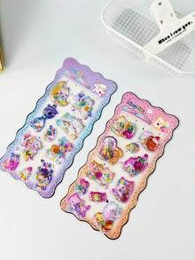 3D Shaking Stickers, 3D Crystal Stickers, Multiple Fashion Summer Anime Designs, Solid Color Embossed Handmade Stickers, Children's DIY Handmade Shaking Stickers, Bookmark Stickers, Notebook Decoration Stickers - Multicolor - View 11