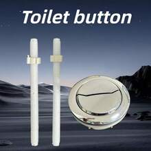 1pc Toilet Water Tank Dual Flush Button Switch, Universal Toilet Push Button Accessory, Glossy Electroplated Rust-Proof Panel, With Extended Threaded Screw - A - View 1
