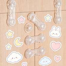 4/6/8/10/12PCS Children Safety Lock Multi-Function Split Lock Baby Anti-Pinch Drawer Lock Infant Cabinet Door Lock Transparent Child Safety Lock Baby Drawer Lock Kids Anti-Opening Cabinet Door Drawer Lock - Multicolor - View 8