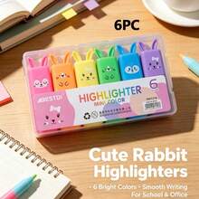 1pc Cute Mini Bear Shaped Highlighter, Macaron Color Oblique Tip Marker, School & Office Stationery, Back To School Essential - Multicolor - View 27