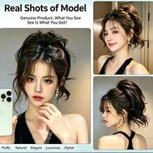 Wig Ekor Kuda Keriting Putri Duyung Alami Tanpa Sambungan Sanggul Tinggi Ikat Rambut Praktis untuk Menata Rambut Panjang - MultiWarna - View 5