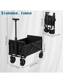 Heavy Duty Collapsible Outdoor Utility Wagon,Folding Grocery Shopping Cart With Wheels,All-Terrain Portable Beach Wagon ForCamping, Sports & Garden, Black - Multicolor - View 16