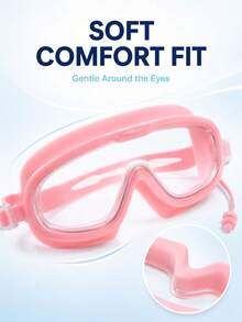1pc Children's Large Frame High Definition Anti-Fog Swimming Goggles, Soft Silicone Waterproof Swim Goggles With Integrated Earplugs And Adjustable Strap, Water Play Eye Protection, Macaron Multi-Color Options - Children's Swimming Goggles - View 1