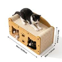 Cardboard Cat Scratcher House 2-In-1 With Interactive Ball, Durable Cat Lounge Rest Bed, Grinding Toy For Kittens & Adult Cats, Indoor Multi-Functional Cat Furniture - 56 X 30 X 30 cm - View 10