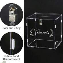 DIY Large White Acrylic Gift Card Box With Card Slot And Transparent Window, Greeting Card Storage For Wedding, Graduation, Birthday Party, Party Favor Tabletop Decor - A - View 14