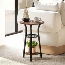 Small Round Side Table With 3 Storage Shelves - Rustic Brown - T0001-01-3567 - View 11