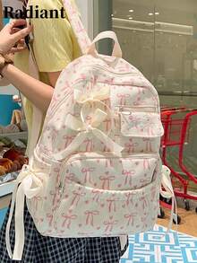 Women's Minimalist Large Capacity Backpack, Suitable For Back To School And Travel - Pink - View 1