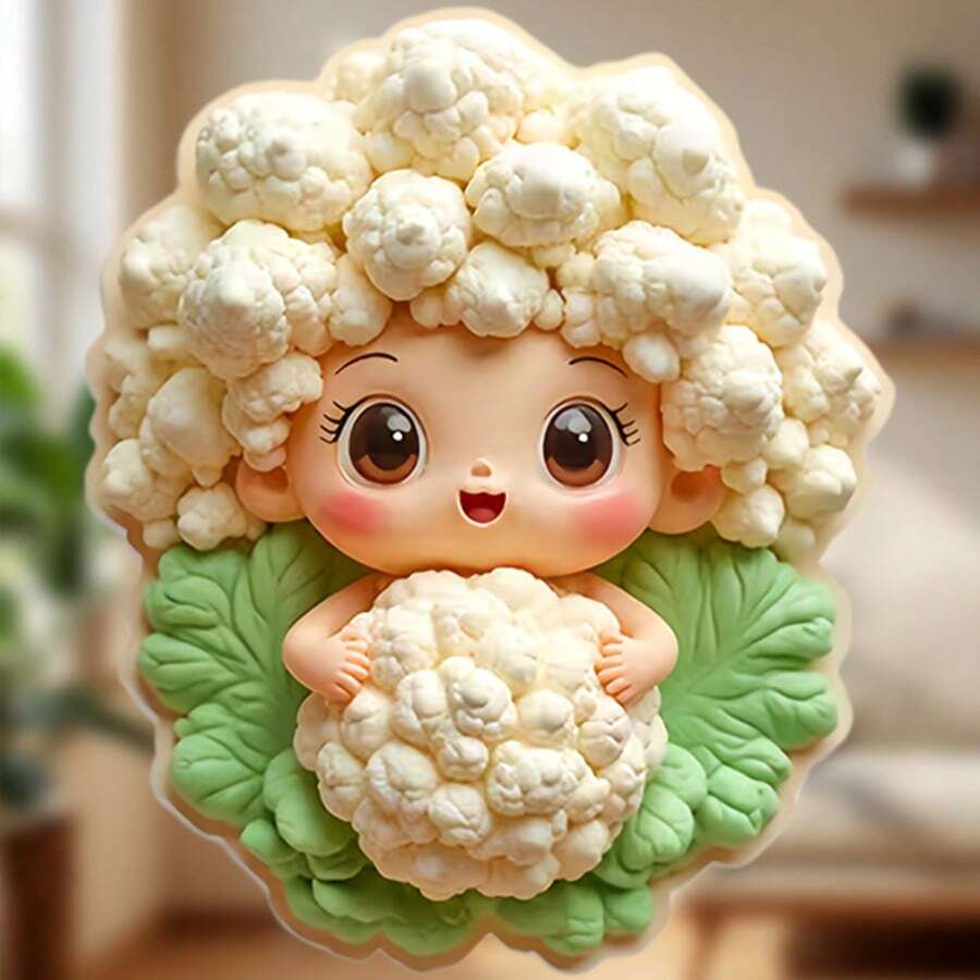 花椰菜嬰兒象牙捲曲與葉領磁鐵,將花園的溫柔之心包裹在小花簇的低語中,適合家中所有金屬表面的紀念品 - E - 查看 1