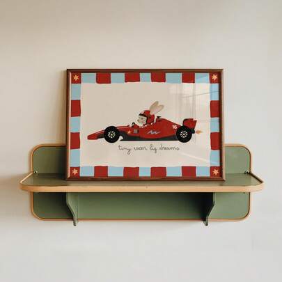 1 pieza Póster de lienzo sin marco con conejo retro y coche vintage, decoración de arte de pared con animales lindos para sala de juegos, oficina, artículos esenciales para dormitorio, impresiones vintage divertidas para regreso a la escuela, habitación universitaria