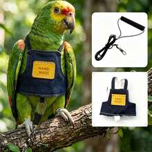 1 Set Pakaian Burung Beo, Tali Pengikat, Perlengkapan Burung Parkit, Tali untuk Berjalan dan Terbang, Harness untuk Cockatiel, Motif Peony Macan, Tali Terbang, Pakaian Terbang, Kain Burung Motif Bebek Denim, Perlengkapan Burung/Burung/Aksesoris Burung/Bebek - 2pcs - View 5